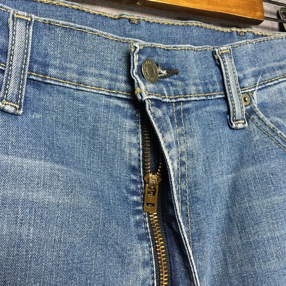 Levis Mens 505‎ Regular Fit Blue Jeans size 38x34 Stretch Denim Pants Zipper Fly